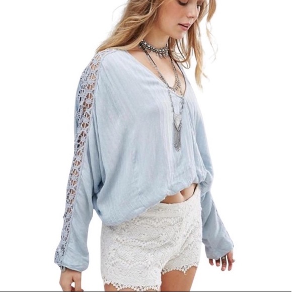 Free People Tops - Free People Runaway wrap embroidered sleeve top